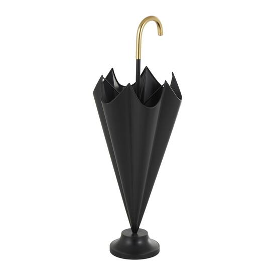 Black Metal Umbrella Stand with Gold Handle